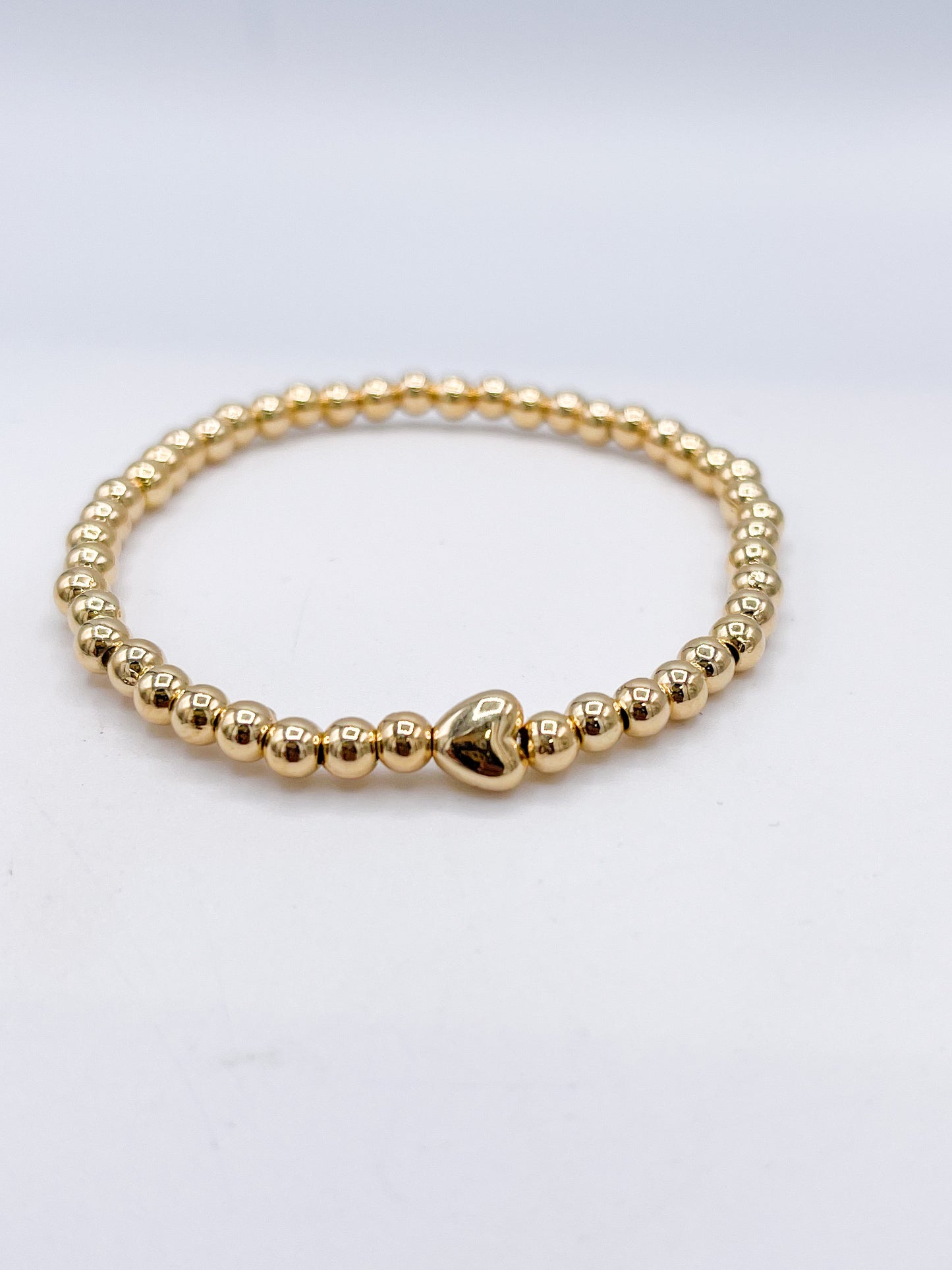 Bubble Stretch Bracelet W Heart-18k Gold Filled