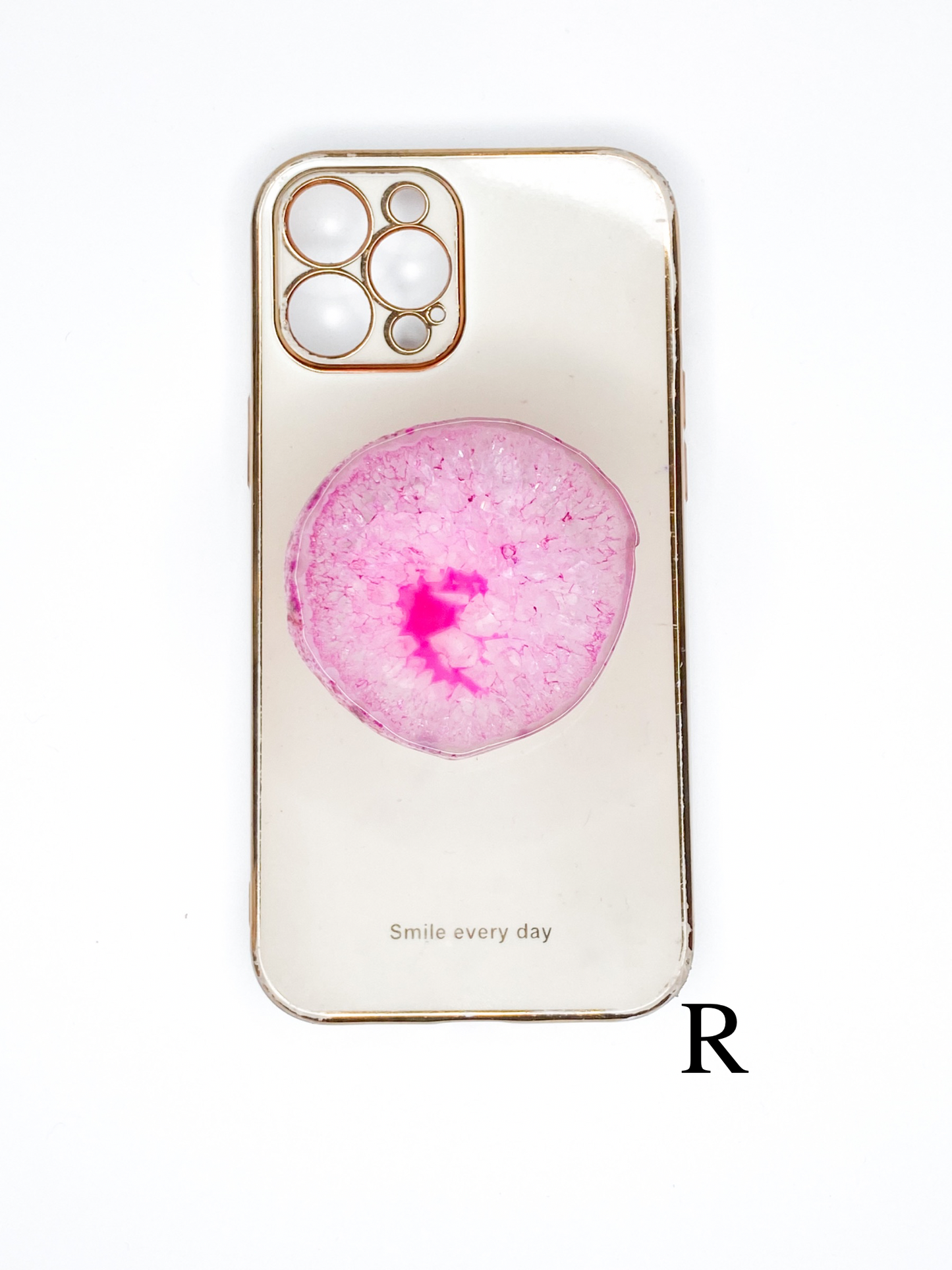 Pink Natural Raw Agate Phone Stone