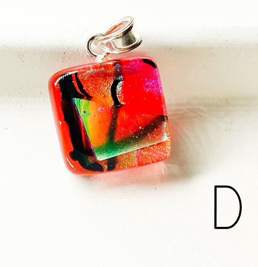 Dainty Glass Pendant Mix-Solid Sterling Silver
