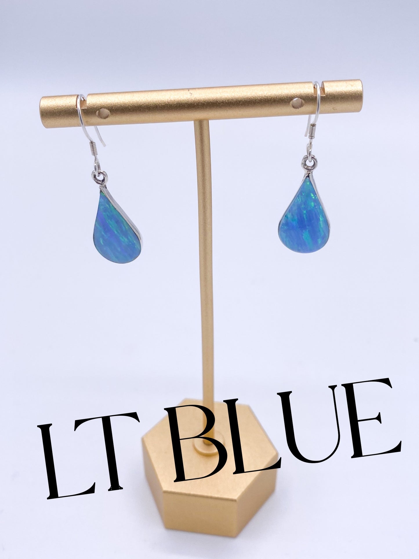 Tear Shape Dangles Opal-Solid Sterling Silver