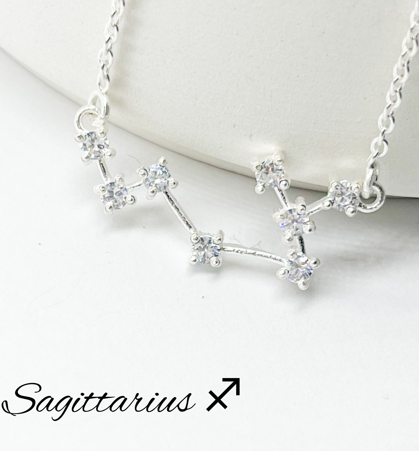 Sagittarius Zodiac Necklace-Silver Constellation