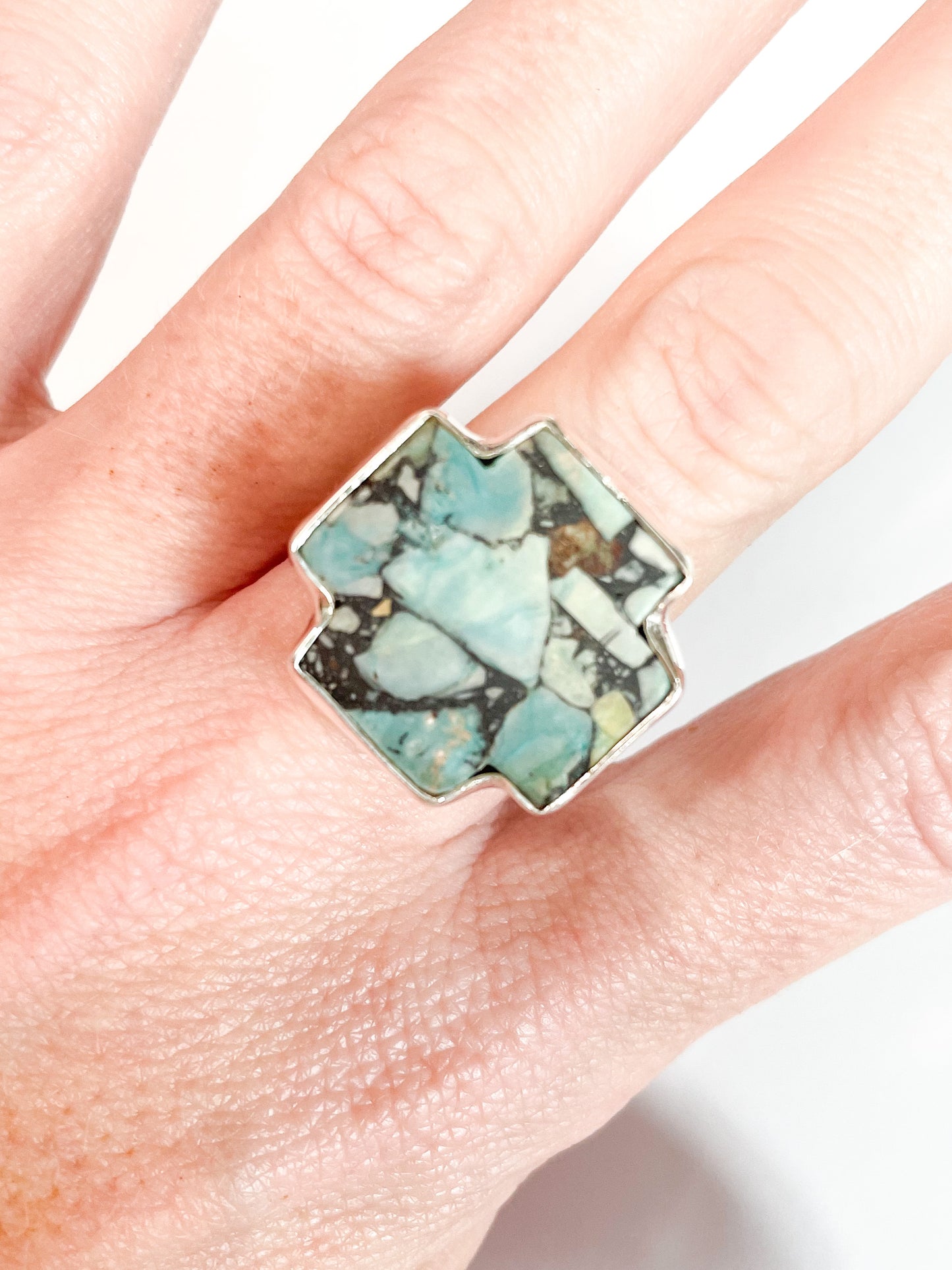 Mosaic Turquoise Mis-Solid Sterling Silver