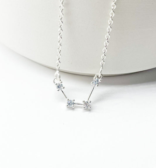 Aquarius Zodiac Necklace-Silver Constellation