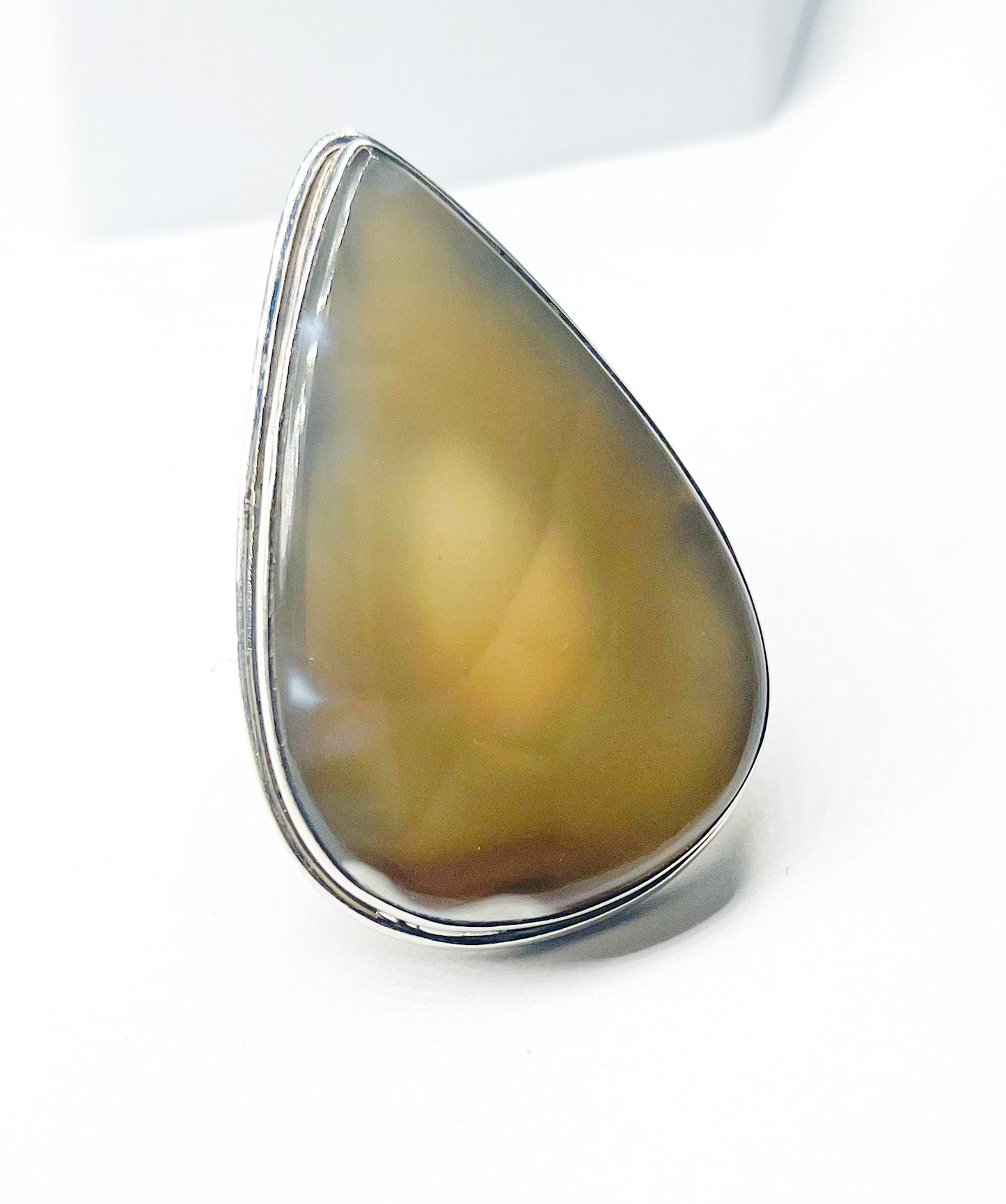 Brown Agate Flex Cuff Statement ring-Solid Sterling Silver