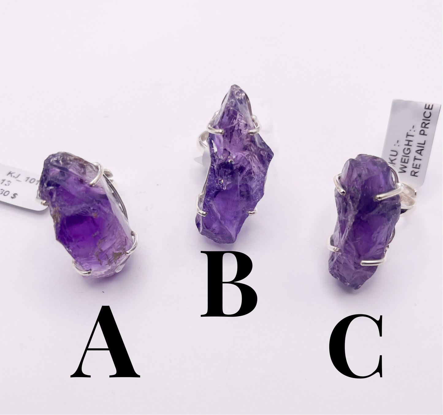 Raw Amethyst Statement Ring-Solid Sterling Silver