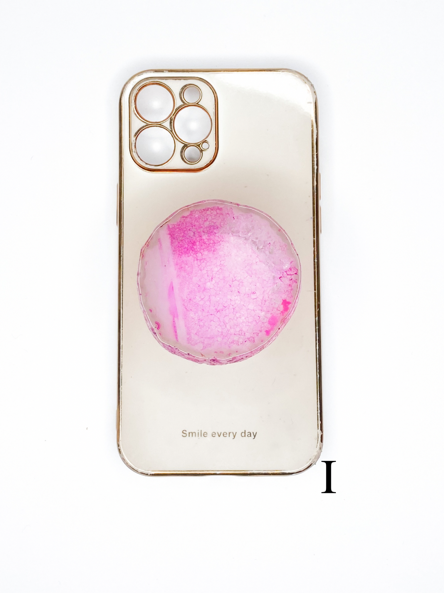 Pink Natural Raw Agate Phone Stone