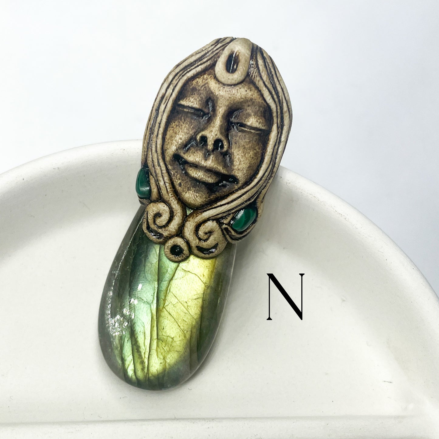 Face Labradorite Clay Pendants