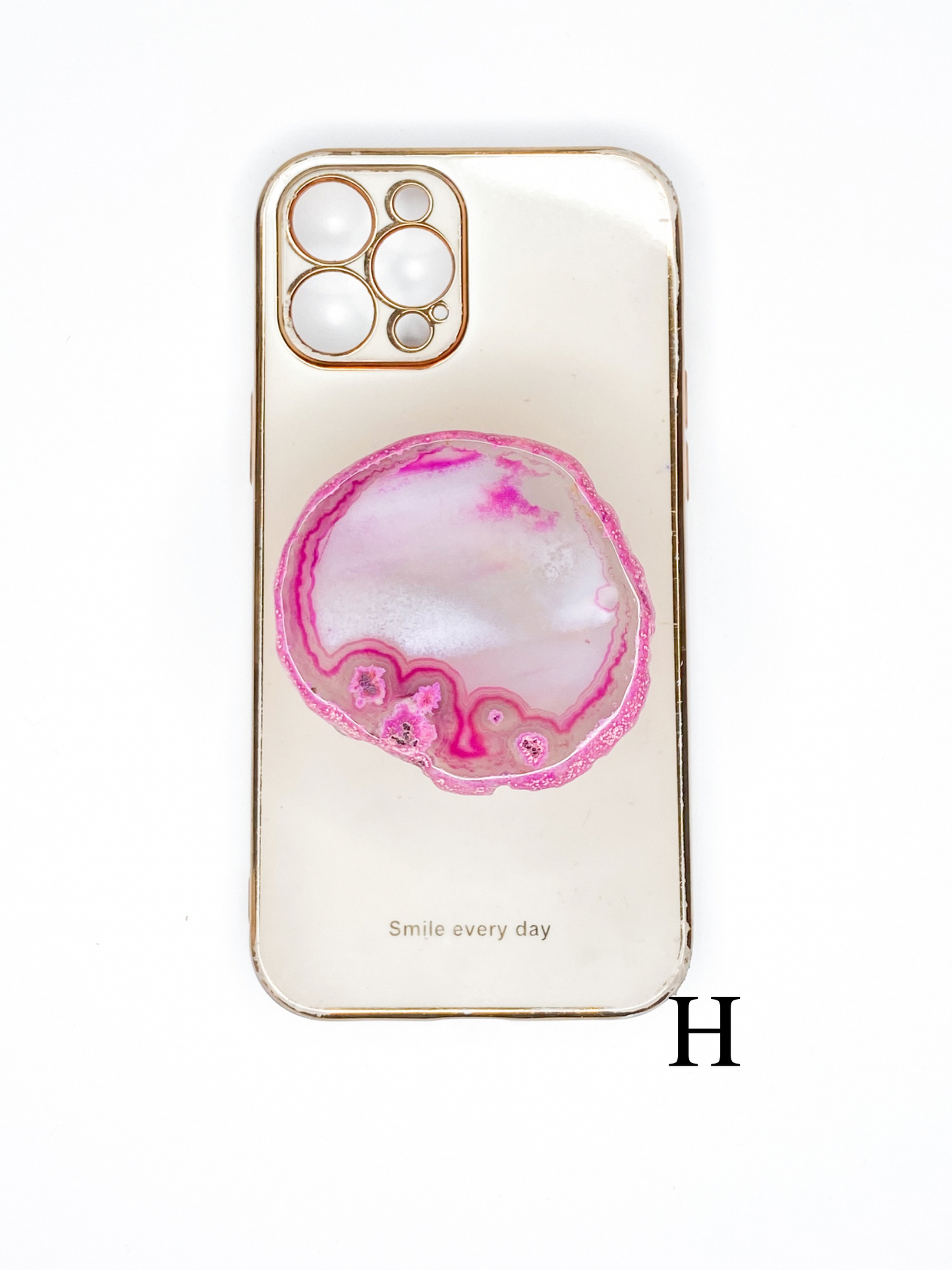 Pink Natural Raw Agate Phone Stone