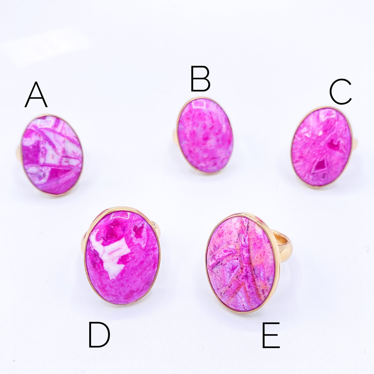 Pink Agate Oval Adjustable Ring - Alchemia