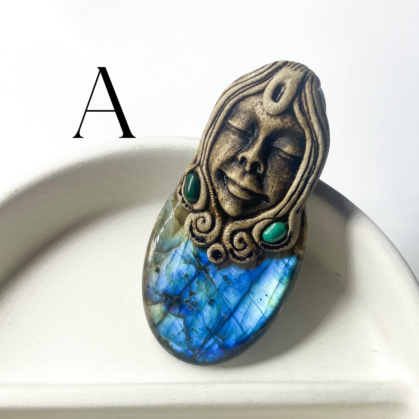 Face Labradorite Clay Pendants