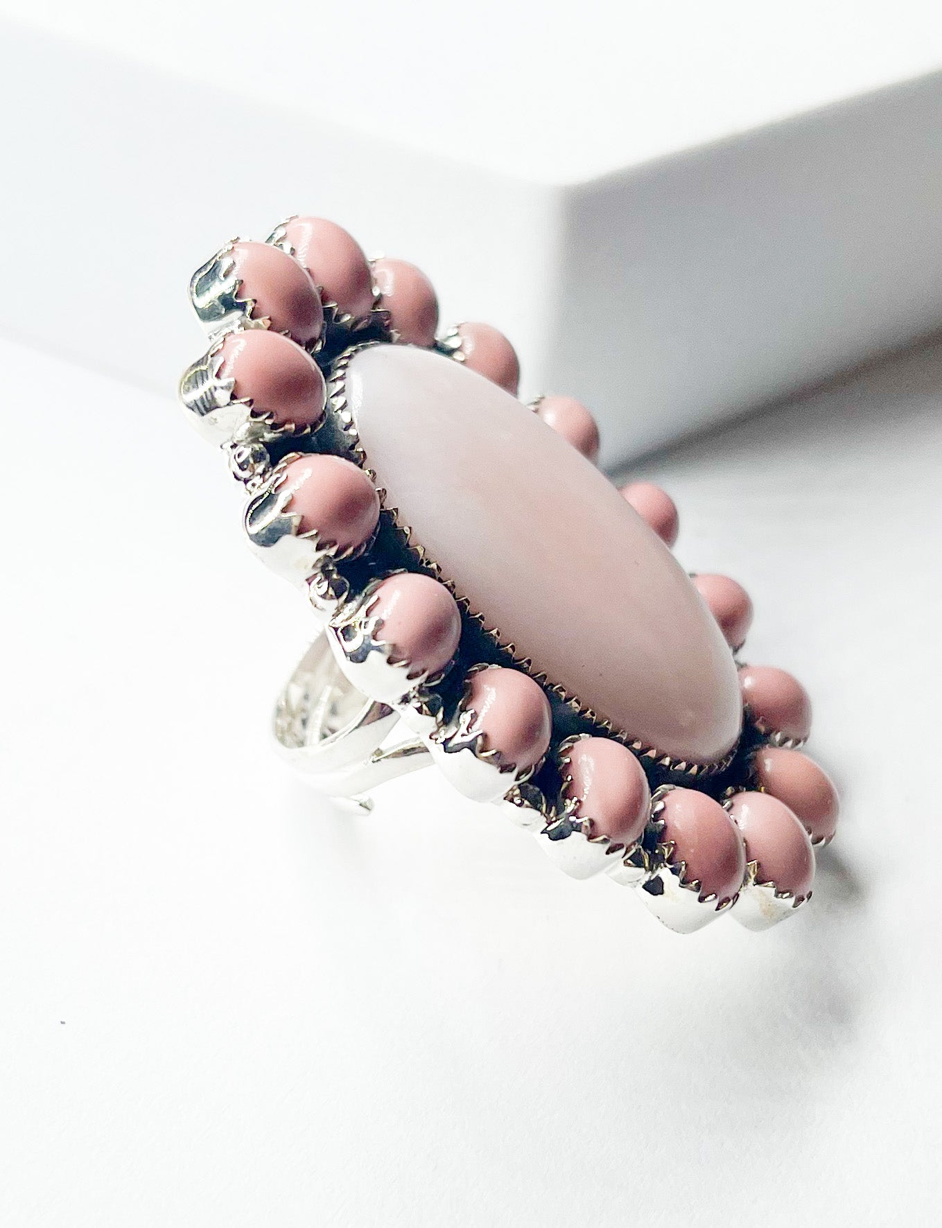 Pink Opal Statement Ring-Solid Sterling Silver