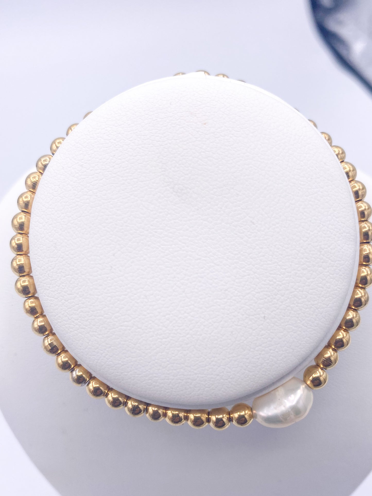 Bubble Stretch Bracelet W Pearl-18k Gold Filled