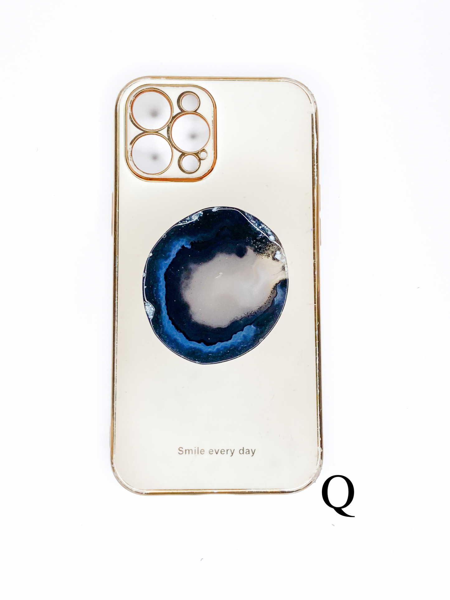 Black Natural Raw Agate Phone Stone