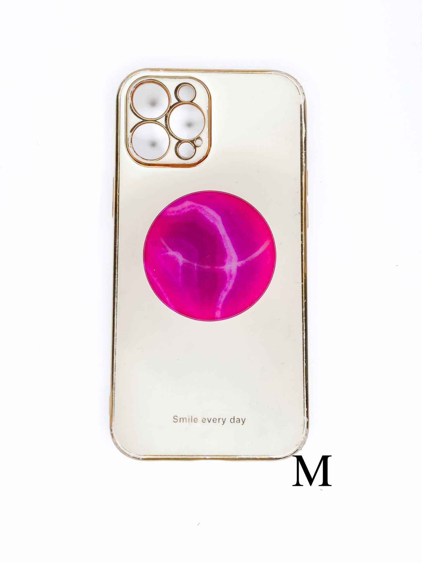 Pink Round Agate Phone Stones
