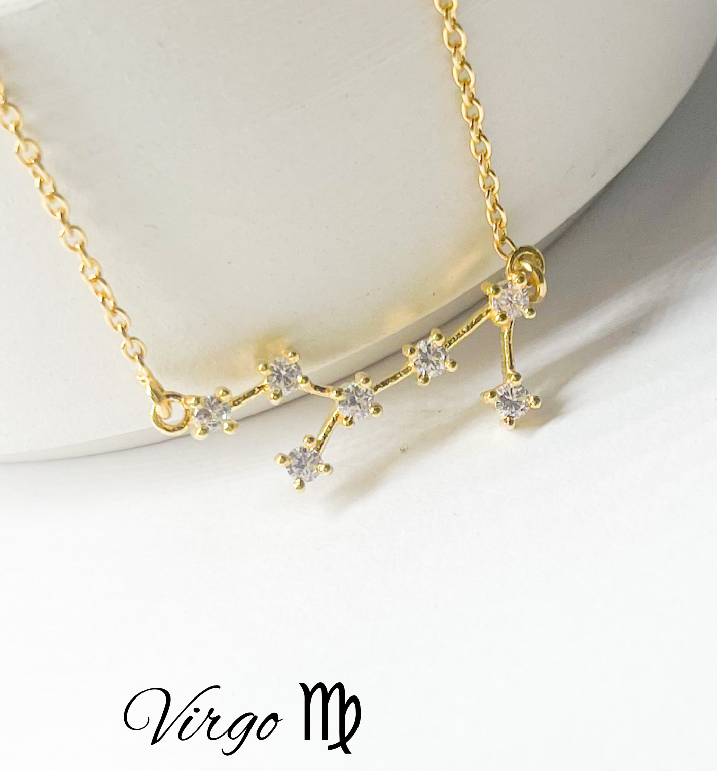 Virgo Zodiac Necklace-Gold Constellation