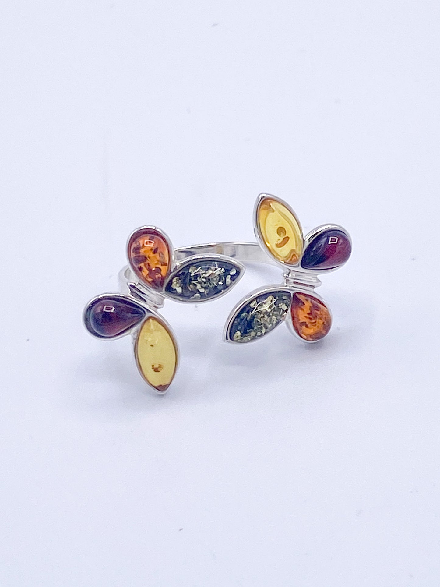 Amber Dainty Butterfly Bypass-Solid Sterling Silver