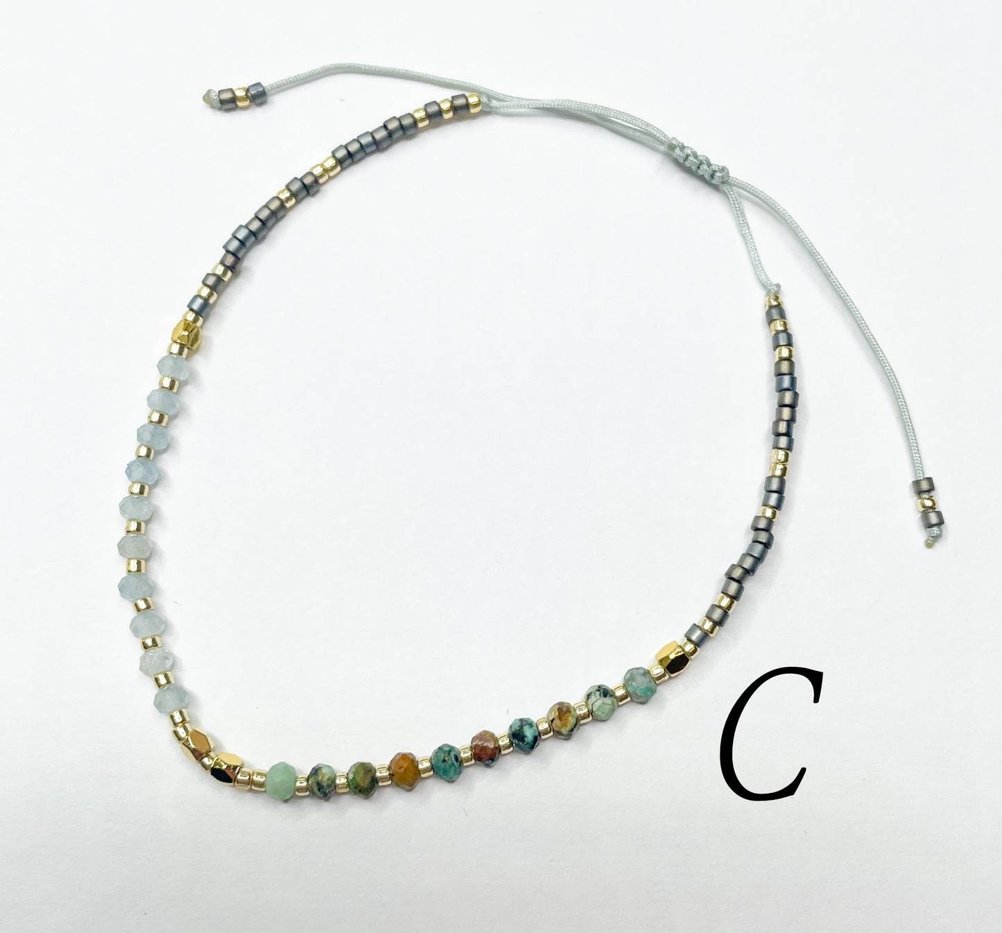 Natural Stone Japanese Seed Beads Miyuki - Bolo Bracelet