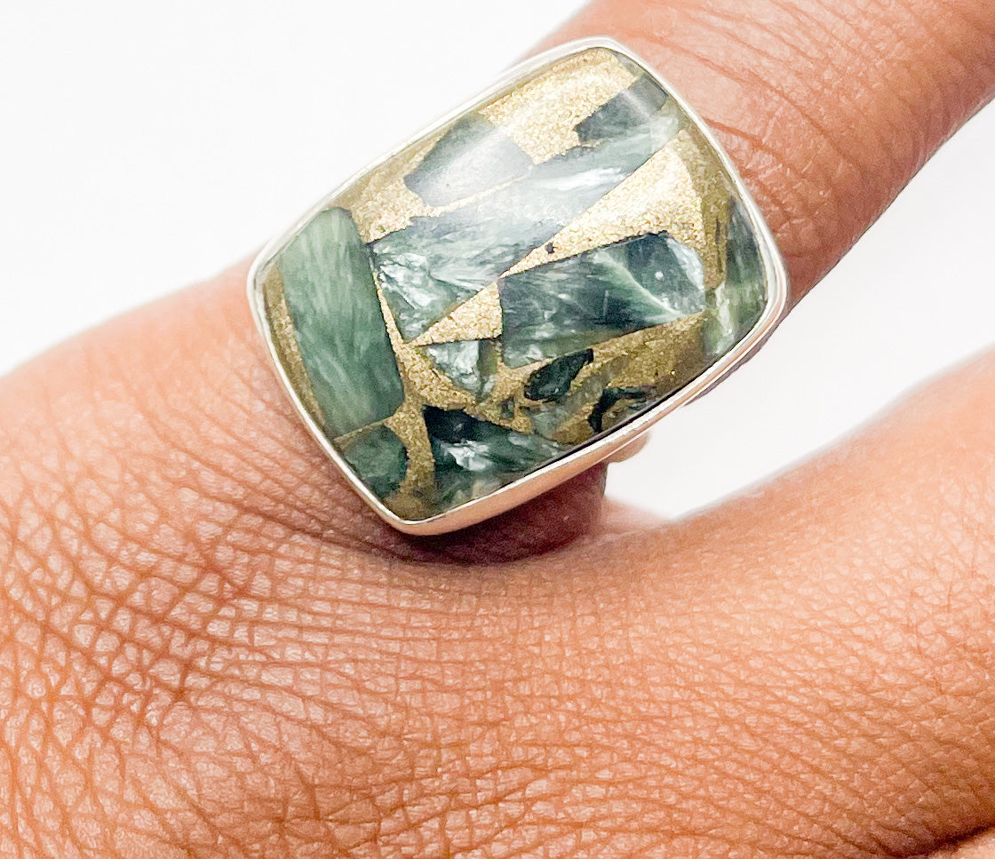Seraphinite Ring W Bronzer Mix-Solid Sterling Silver