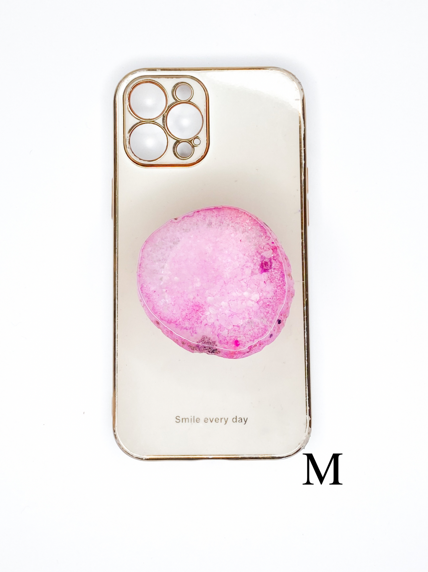 Pink Natural Raw Agate Phone Stone