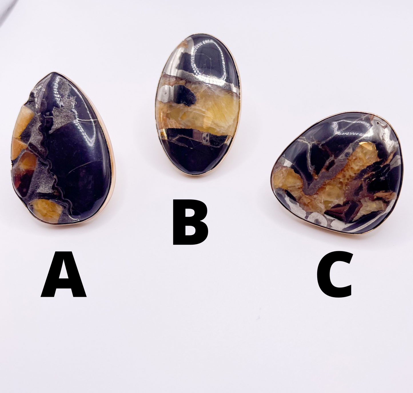 Serpentine Infused Pyrite Statement Rings-Alchemia
