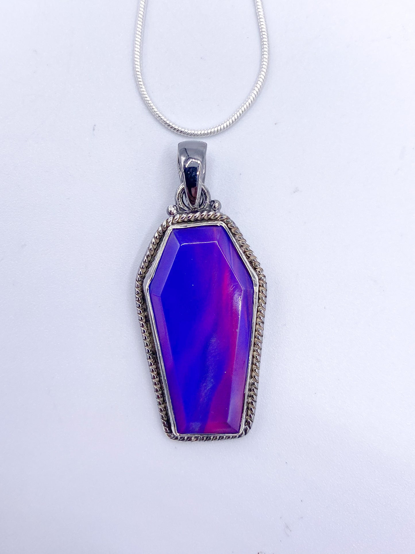 Galaxy Opal Coffin Pendant-Solid Sterling Silver
