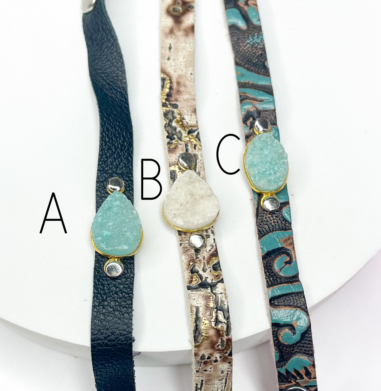 Druzy Leather Bracelet