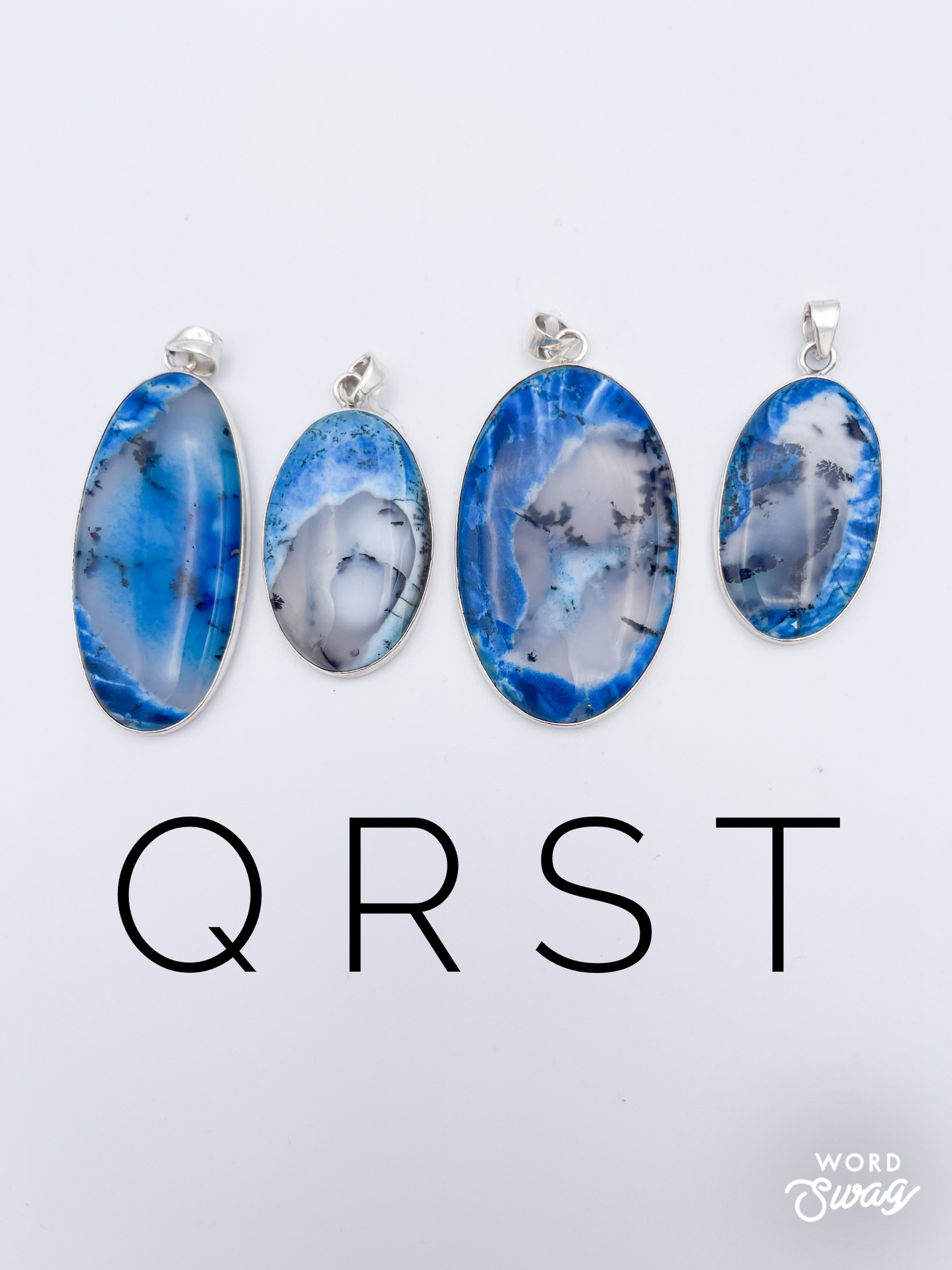 Blue Dendrite Opal Pendant-Solid Sterling Silver