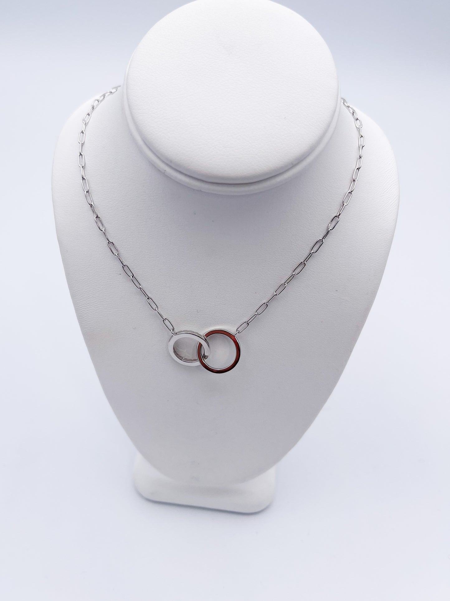 Double Circle Necklace- Solid Sterling Silver