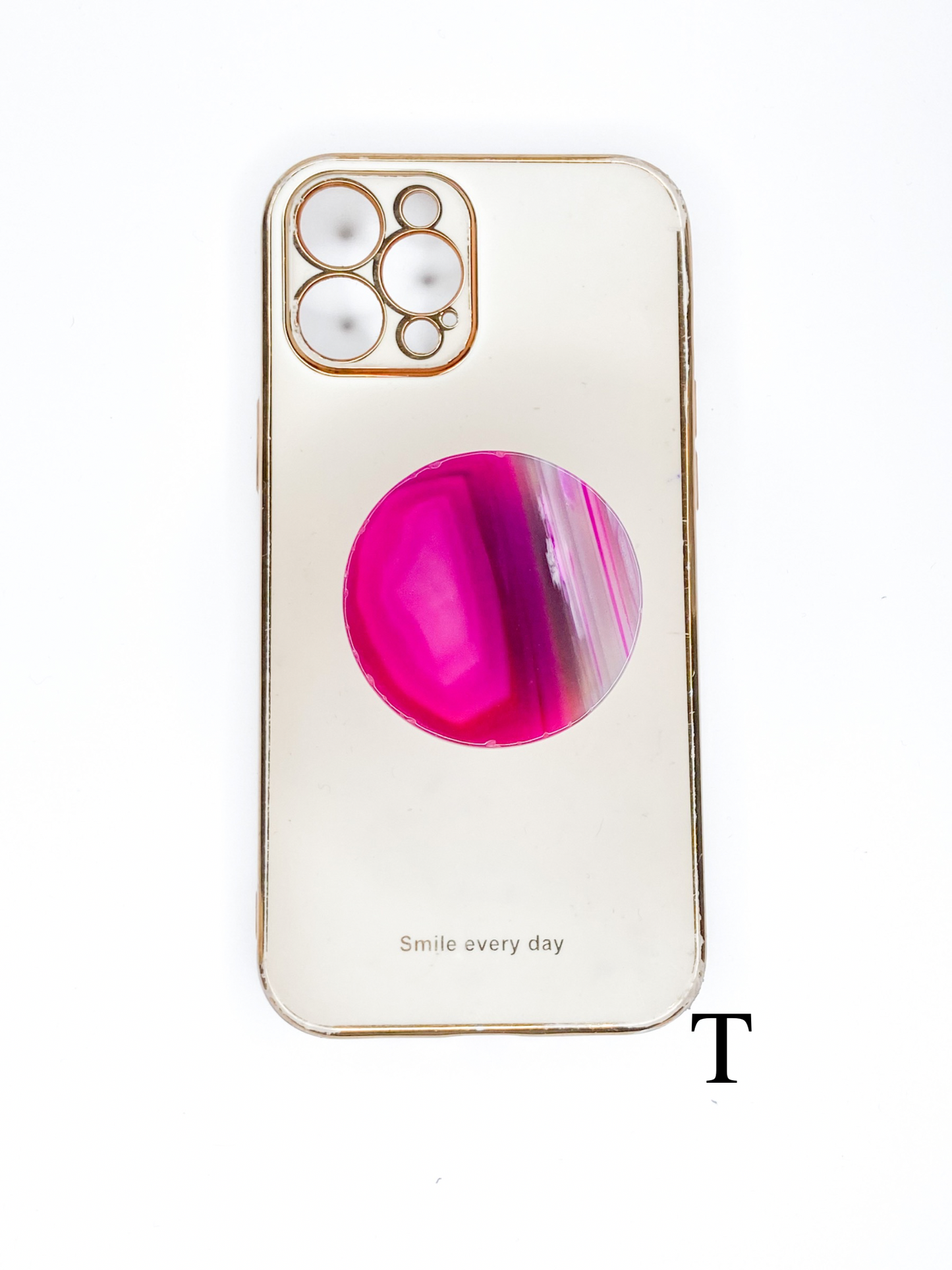 Pink Round Agate Phone Stones