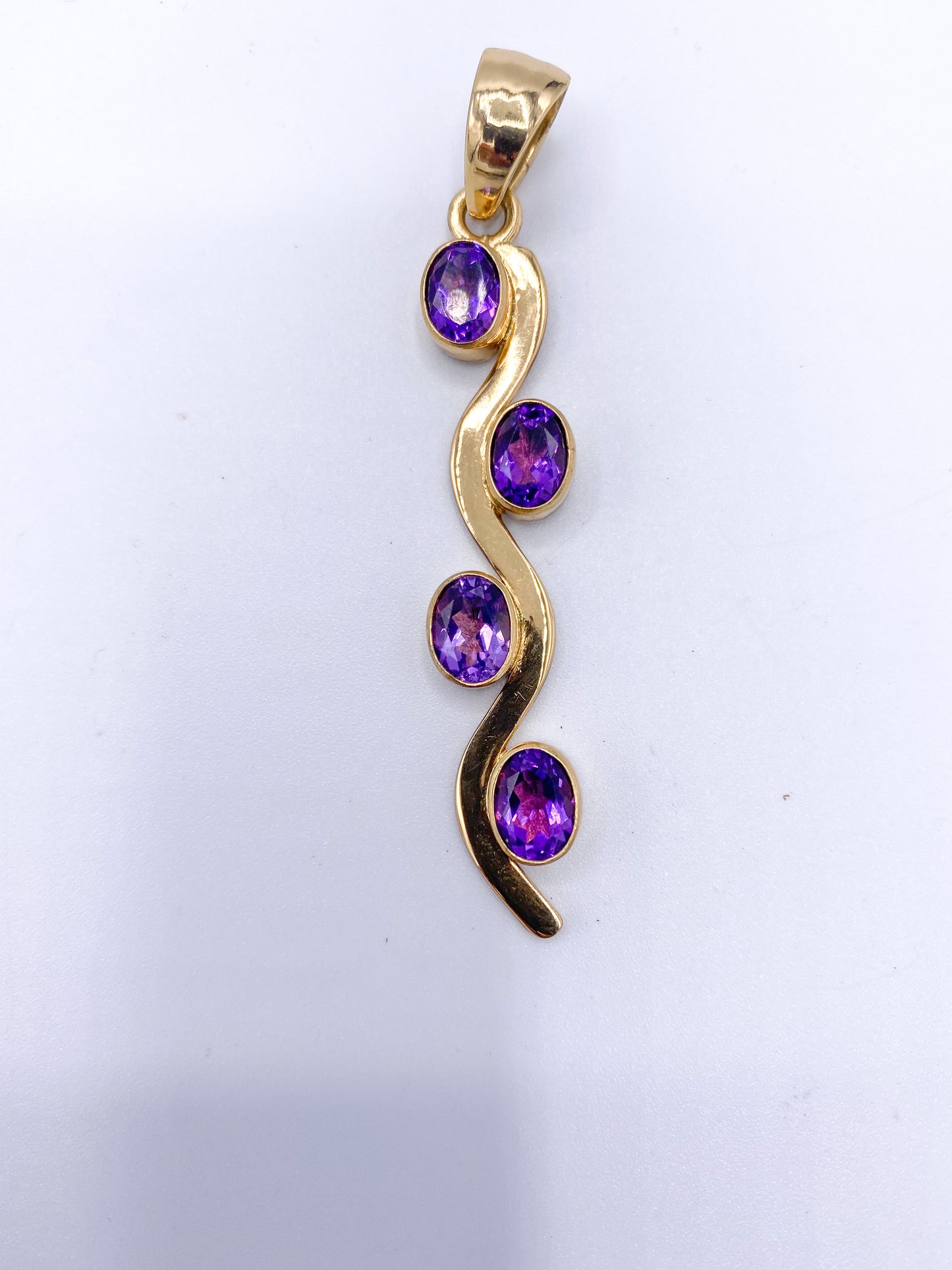 Amethyst Swiggle Pendant-Solid Sterling Silver
