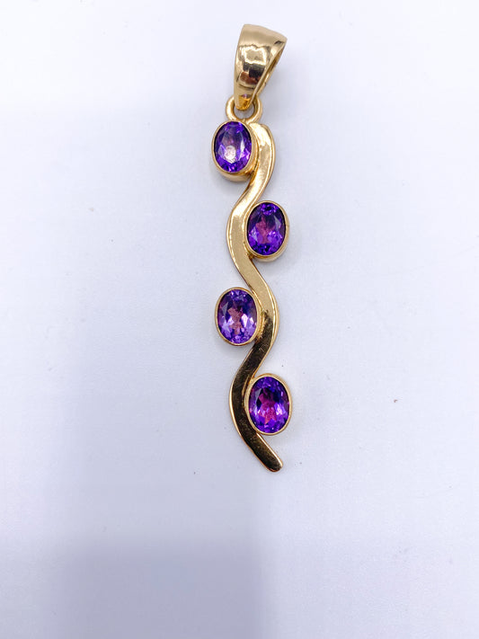 Amethyst Swiggle Pendant-Solid Sterling Silver