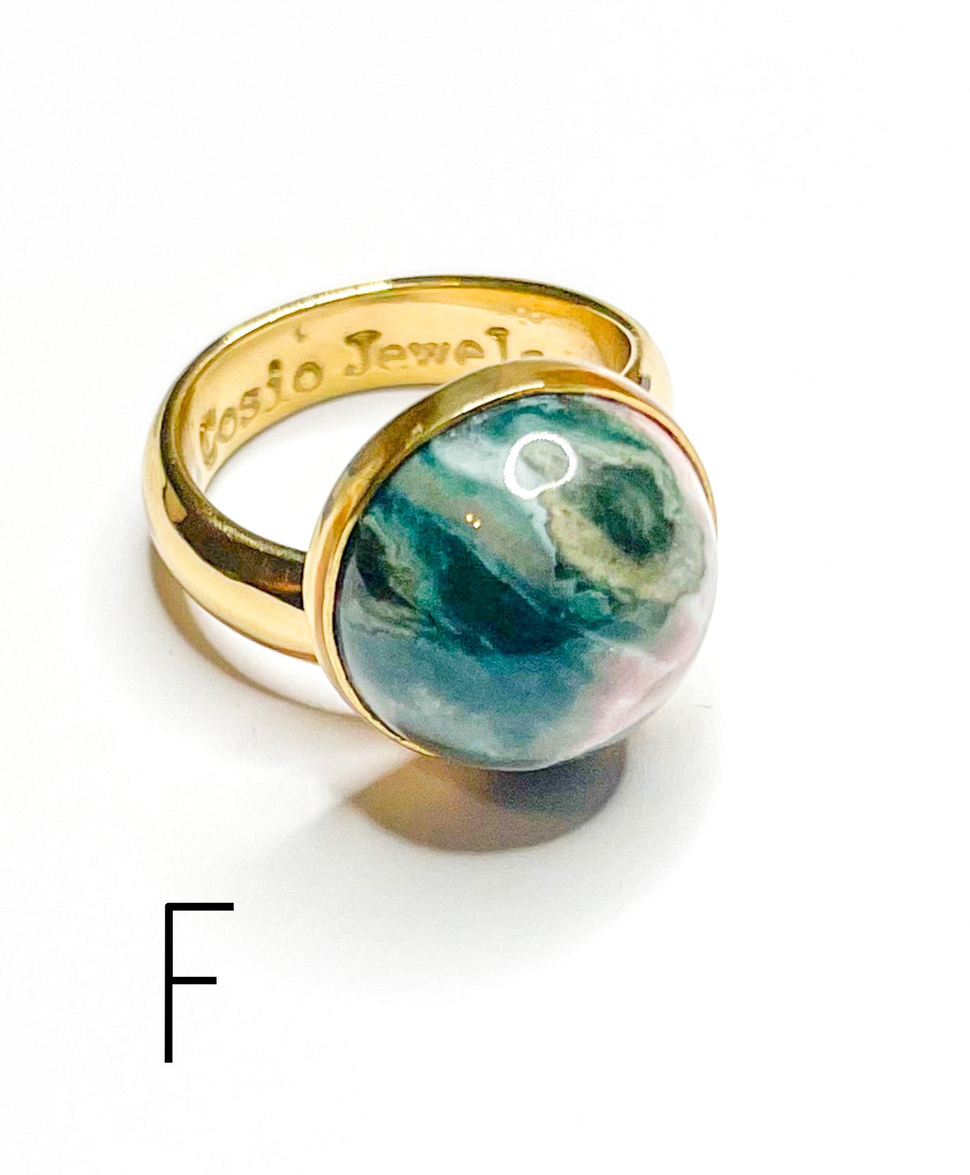 Pink Ocean Jasper Polka Dot Ring-Alchemia