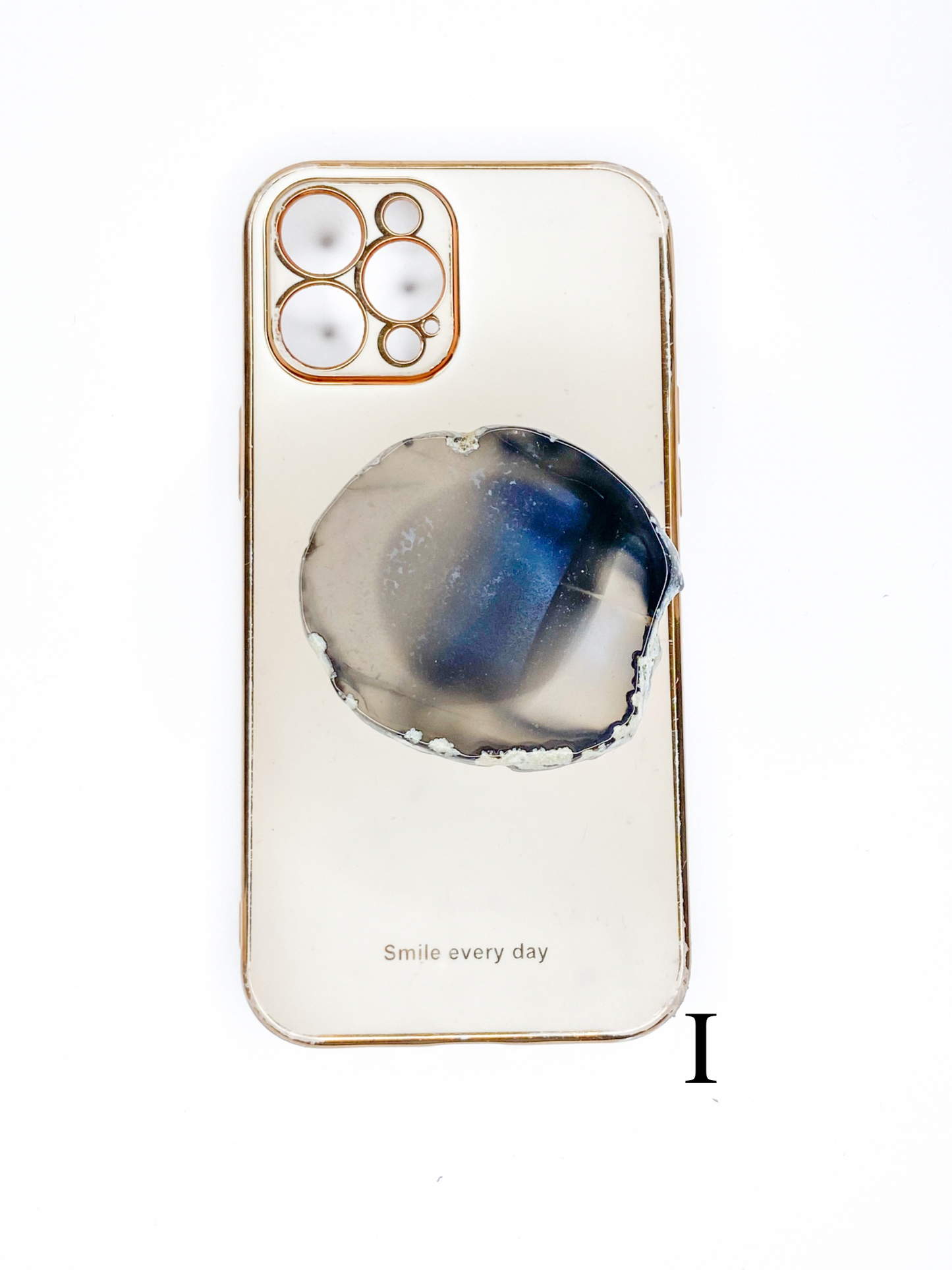 Black Natural Raw Agate Phone Stone
