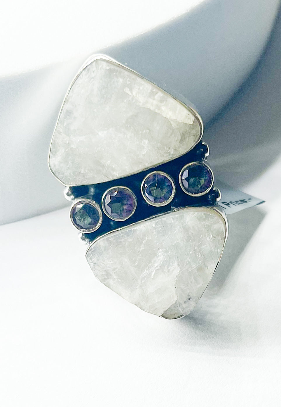 Moonstone & Mystic Crawler Adjustable Ring-Solid Sterling Silver
