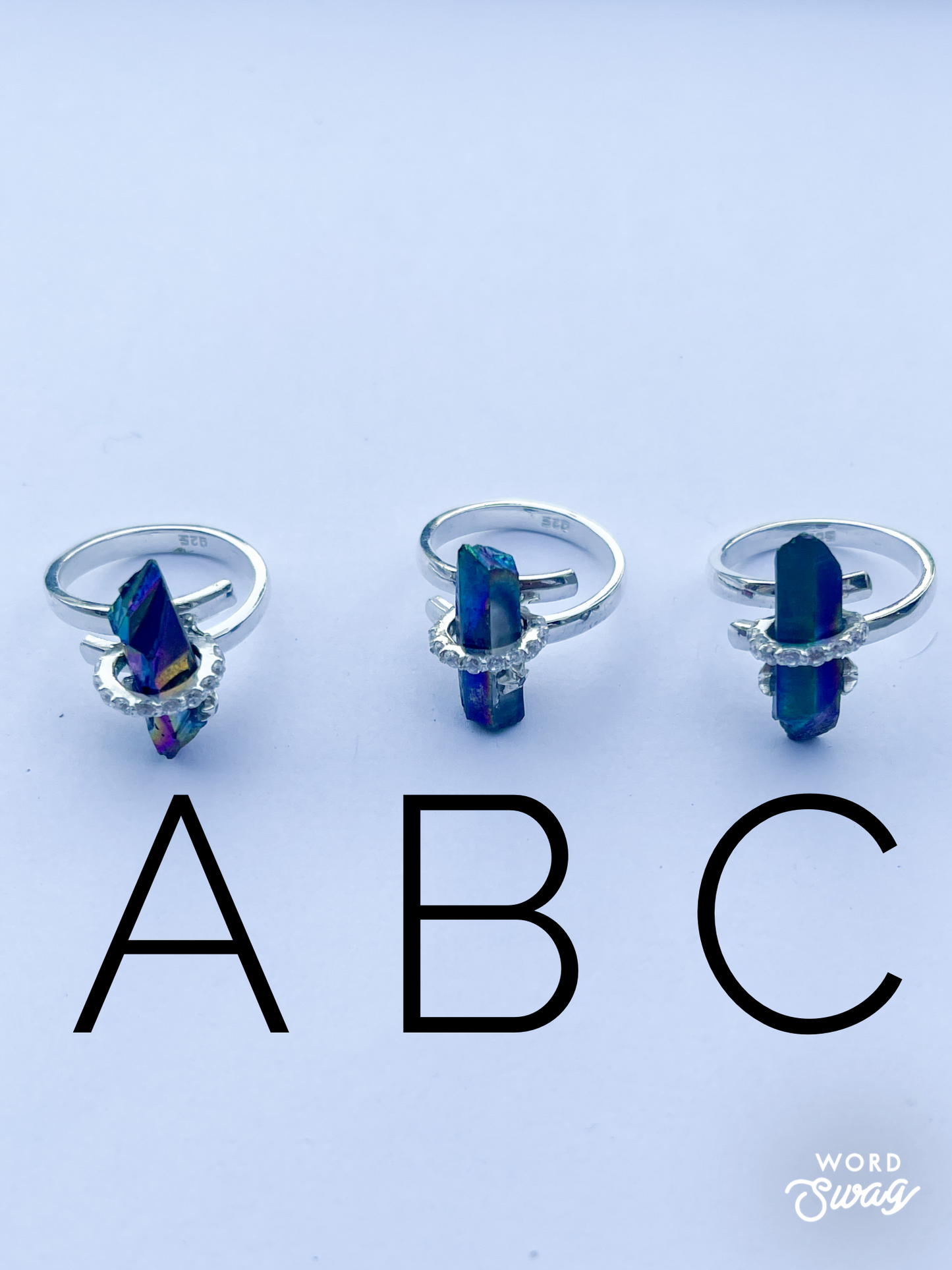 Treated Quartz W Star Ring-Solid Sterling silver