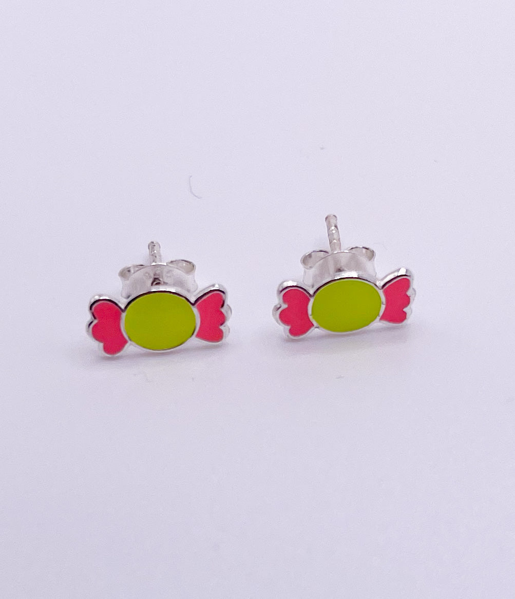Kids Dainty Studs Solid Sterling Silver - Pink and Yellow Bow