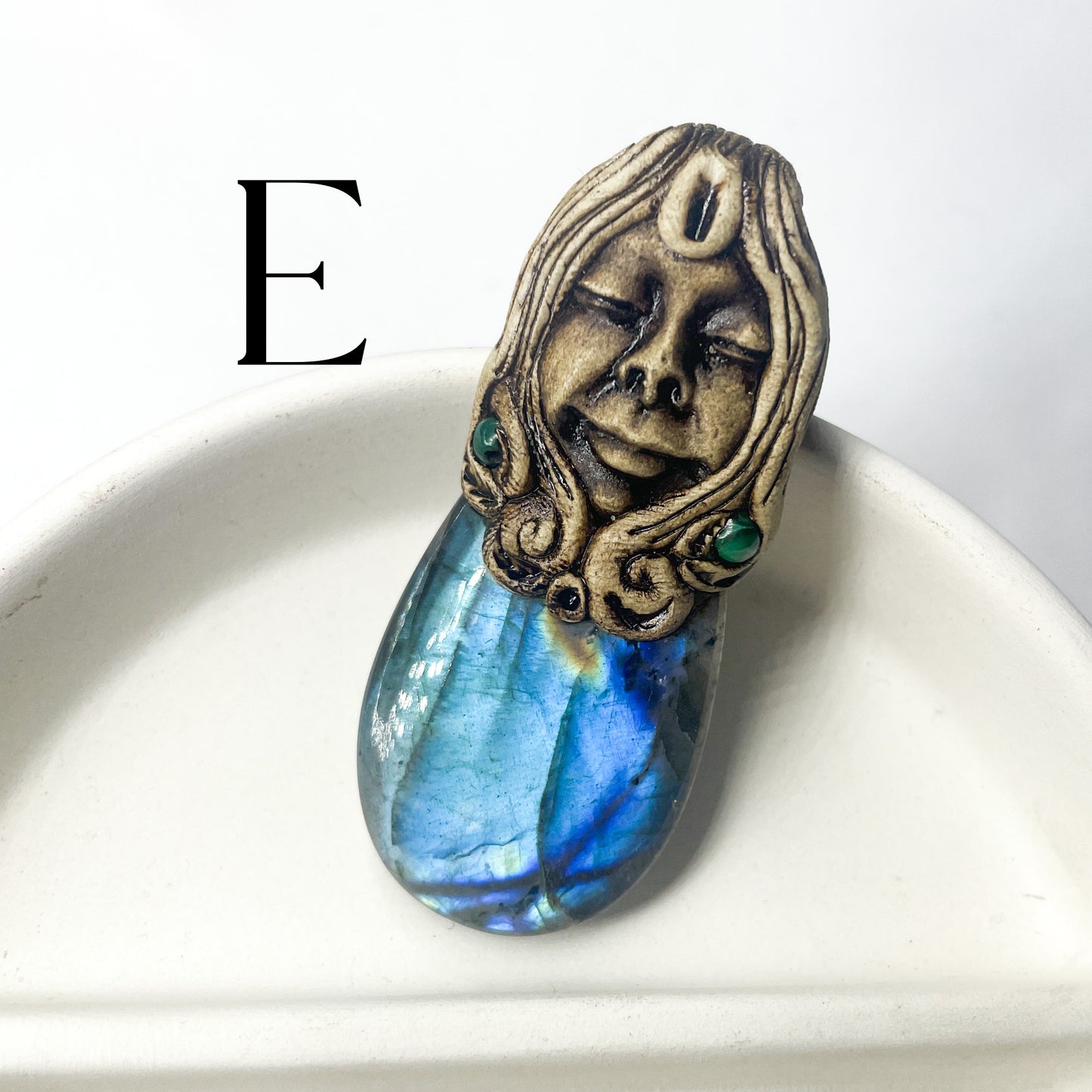 Face Labradorite Clay Pendants