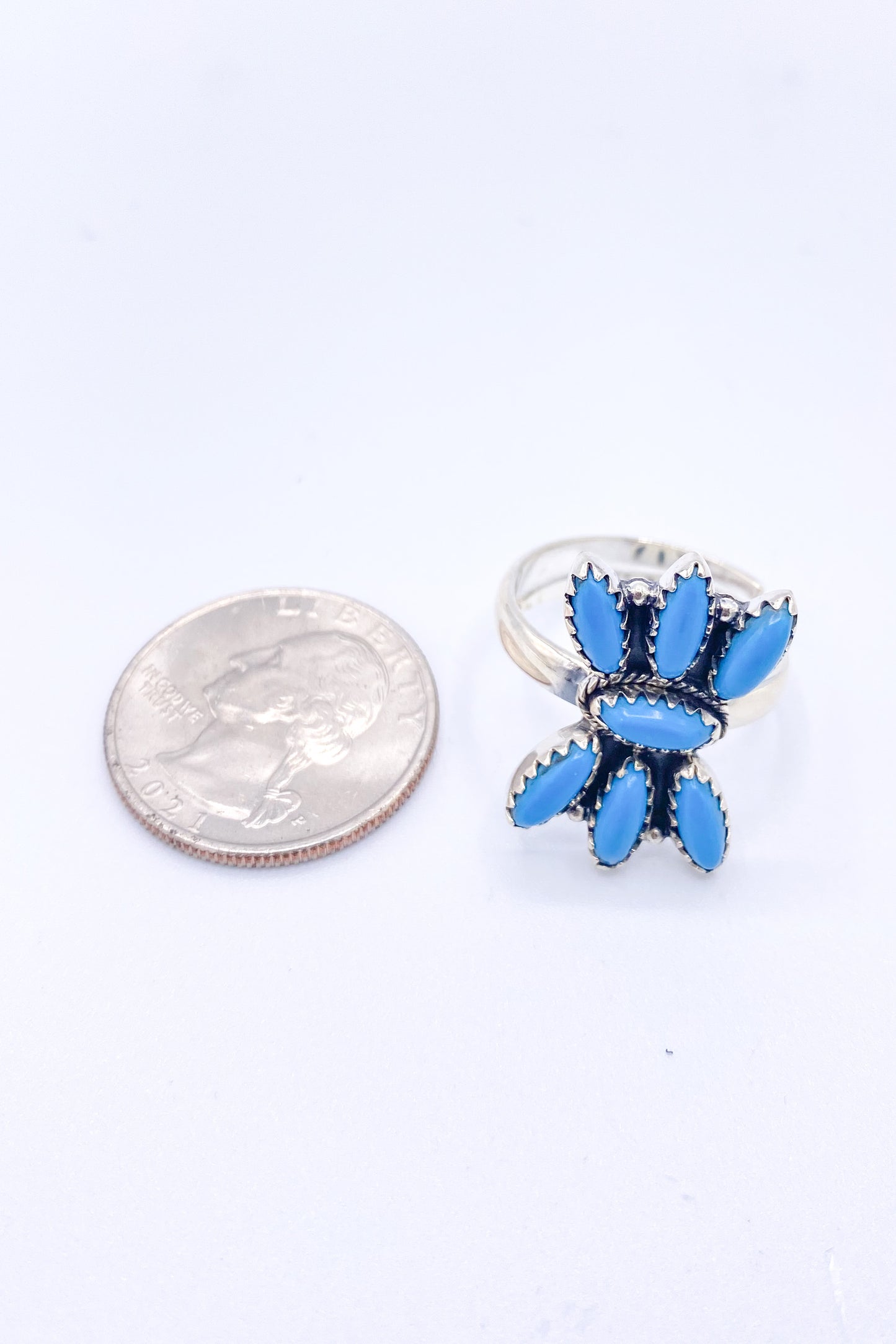 Arizona Turquoise Adjustable Ring - Solid Sterling Silver
