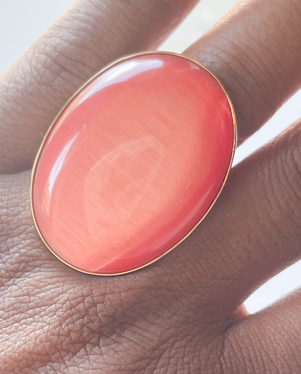 Large Oval Orange Fiber Optic Ring-Alchemia