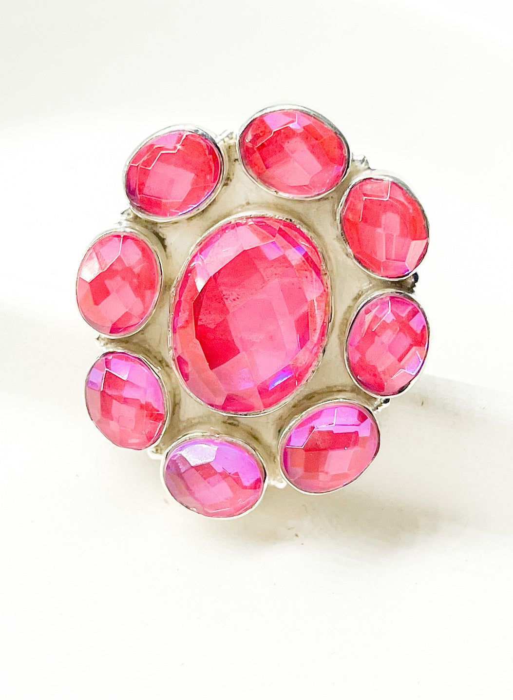Dark Pink Mystical Glass Ring-Solid Sterling Silver