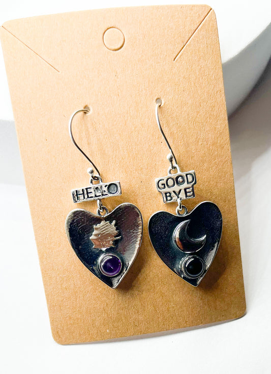 Amethyst Hello Goodbye Earrings -Solid Sterling Silver
