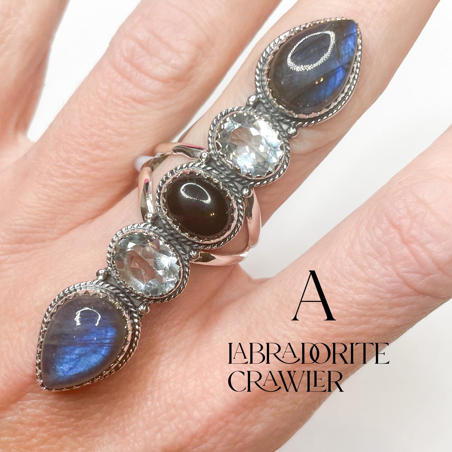 Labadorite Mix Crawler - Solid Sterling Silver