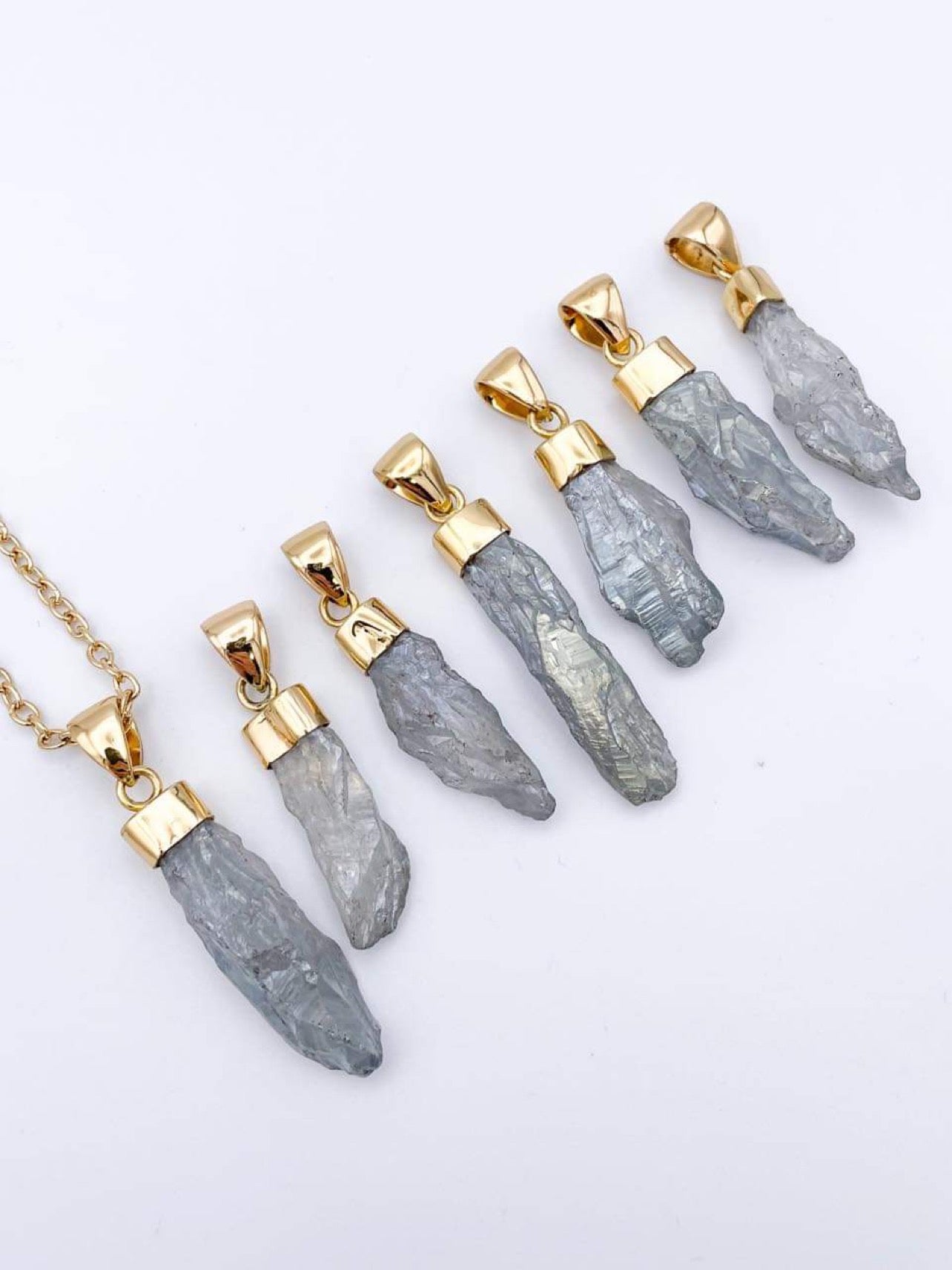 Grey Aura quartz Pendant-Alchemia