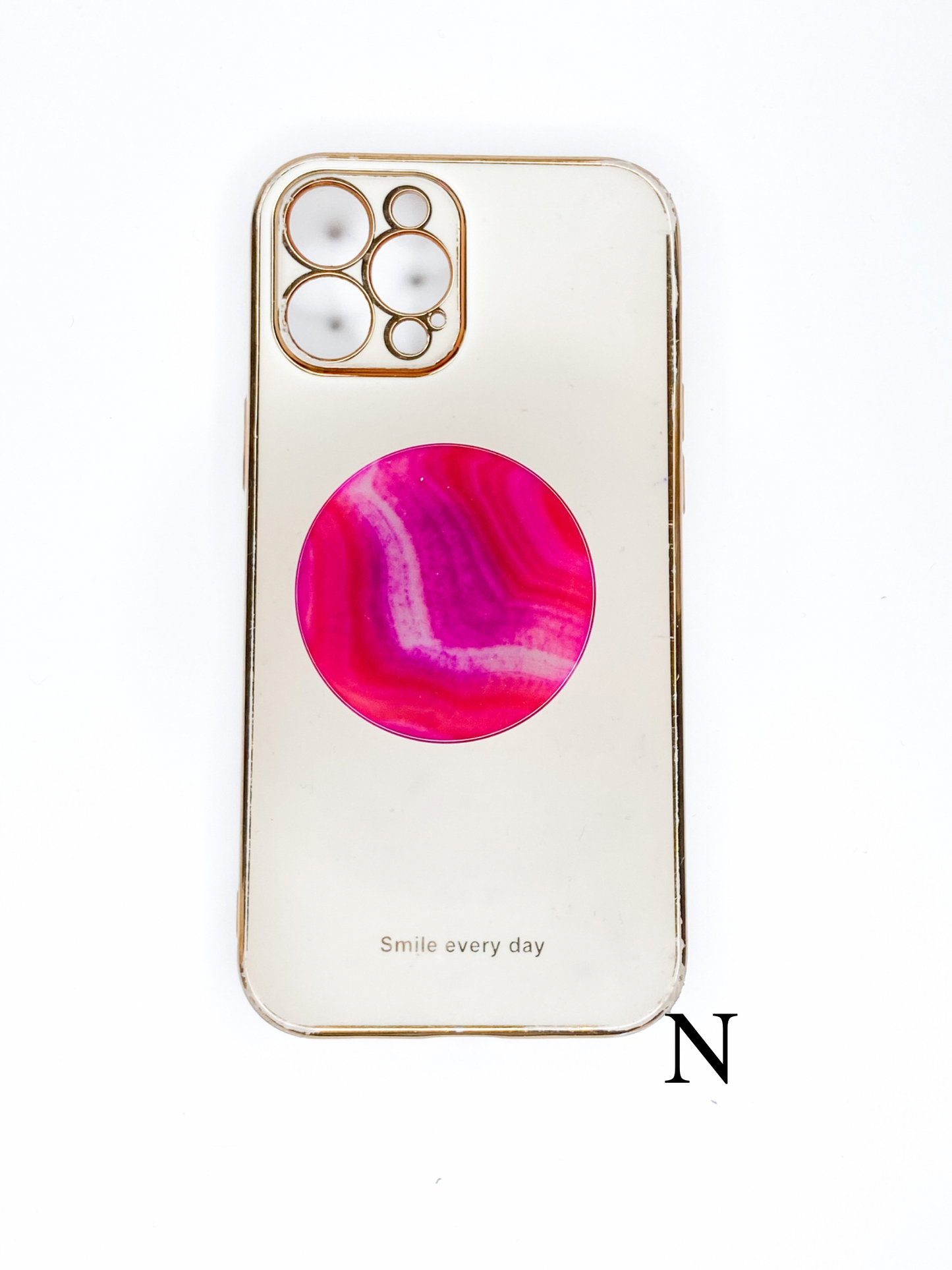 Pink Round Agate Phone Stones
