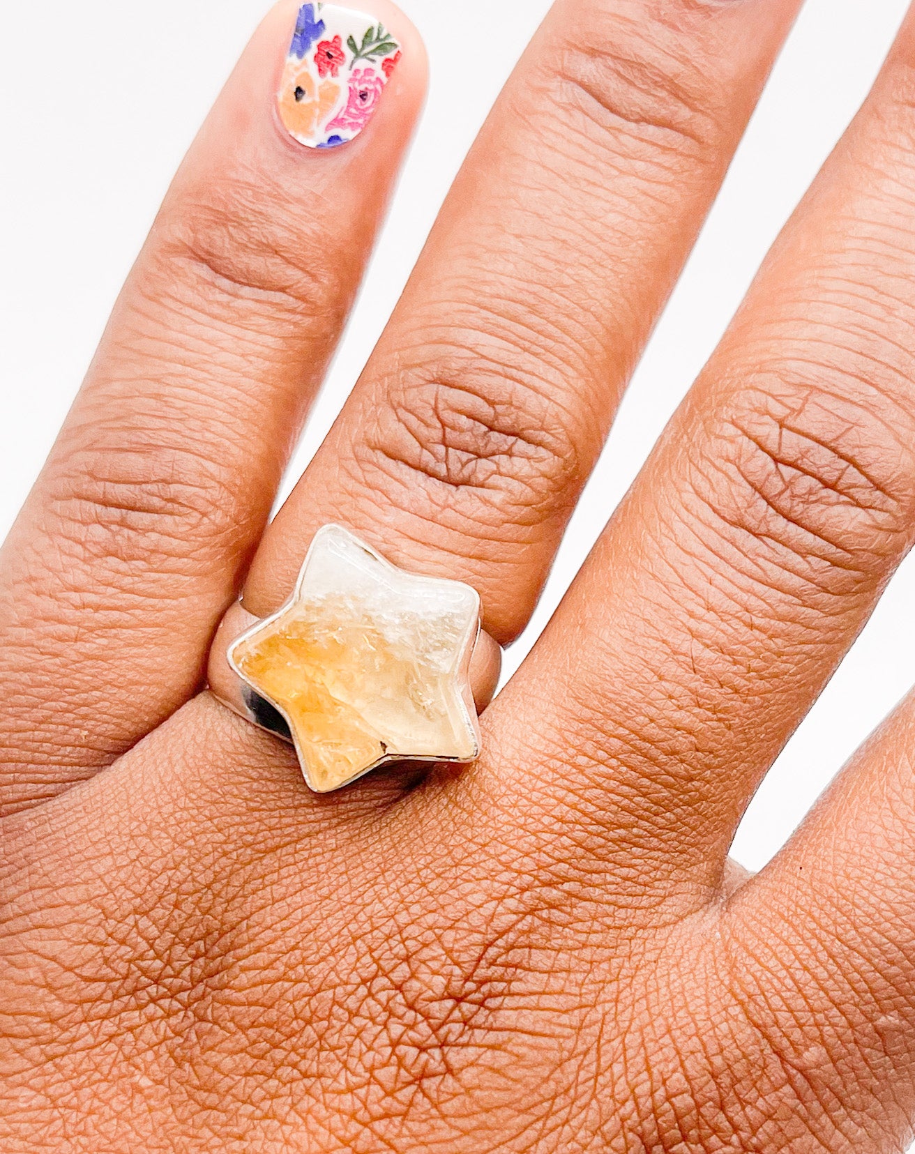 Raw Citrine Star Rings-Solid Sterling Silver