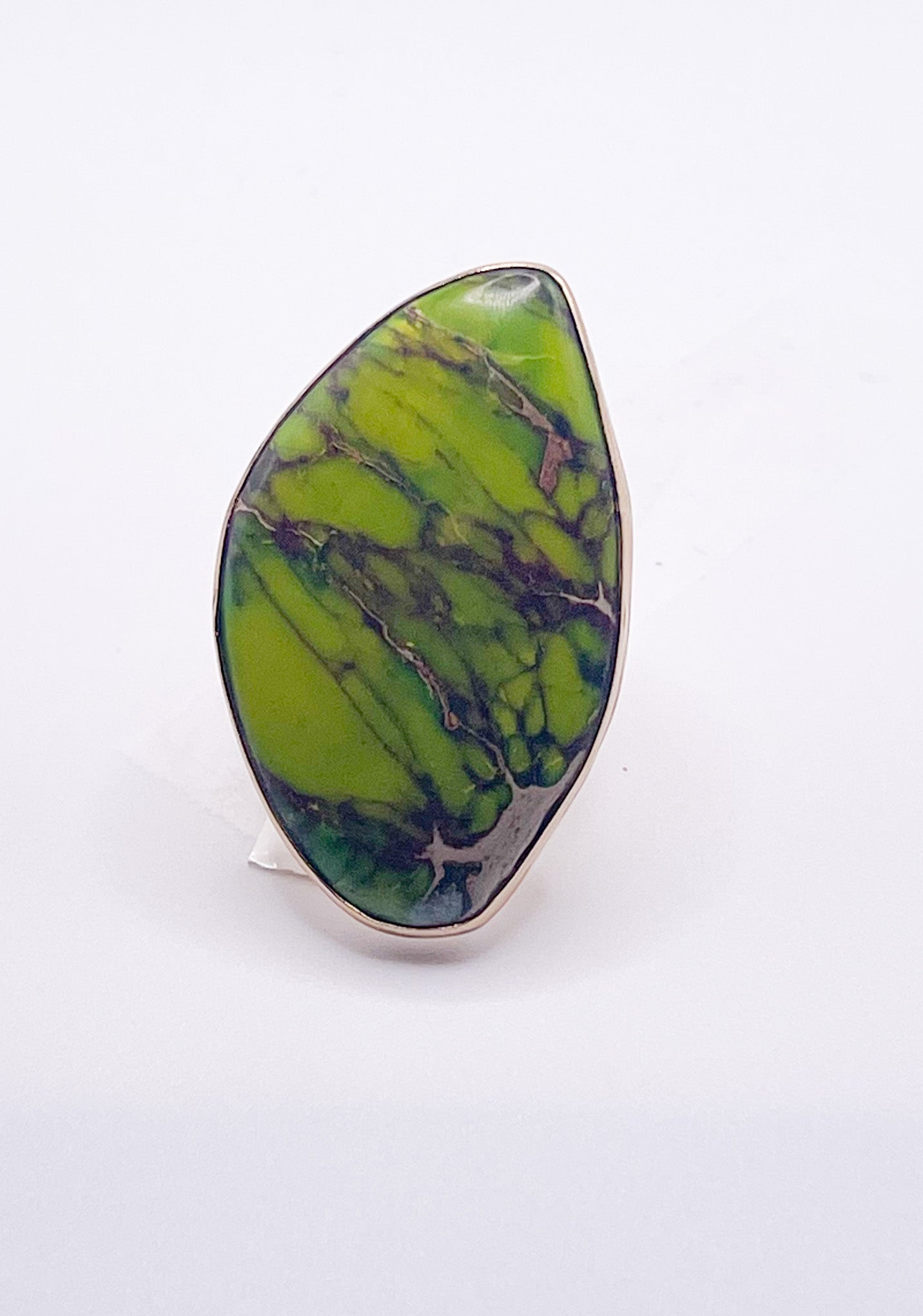 Green Jasper Tear Shape Ring- Alchemia