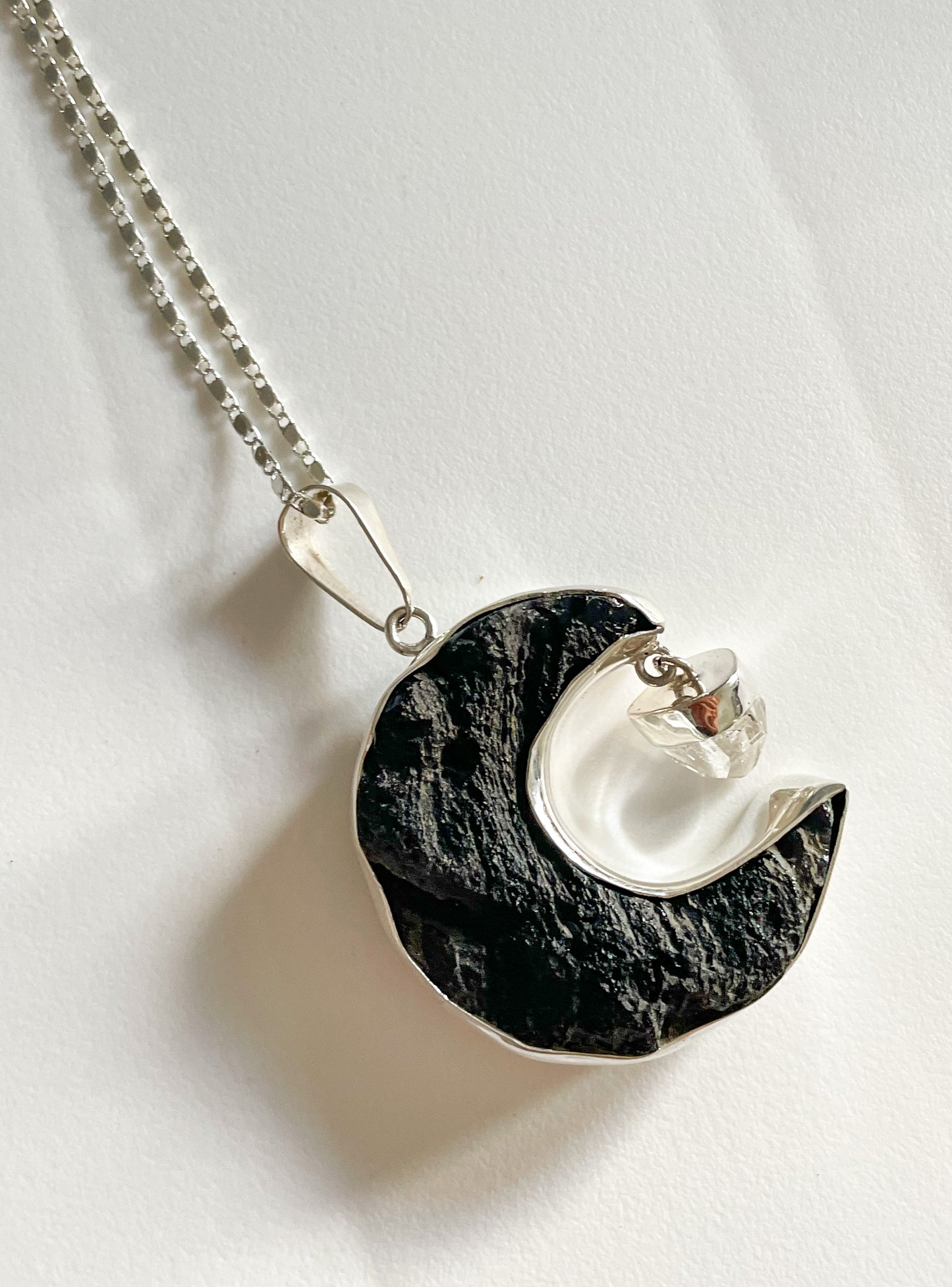 Moon & Herkimer Dangle Pendant - SSS