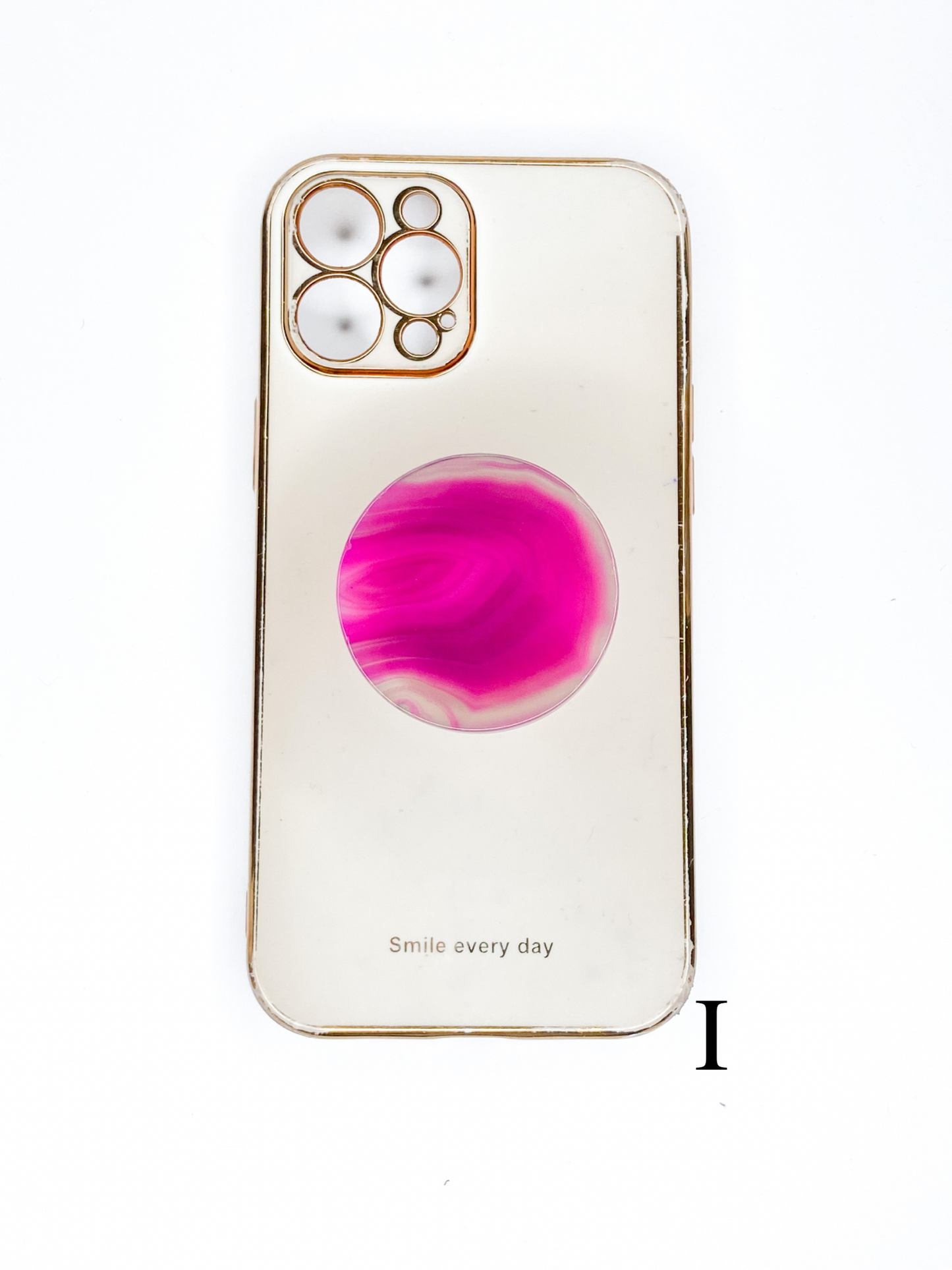 Pink Round Agate Phone Stones