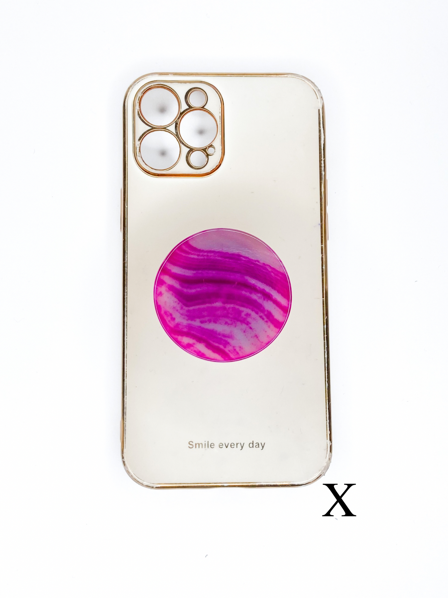 Pink Round Agate Phone Stones