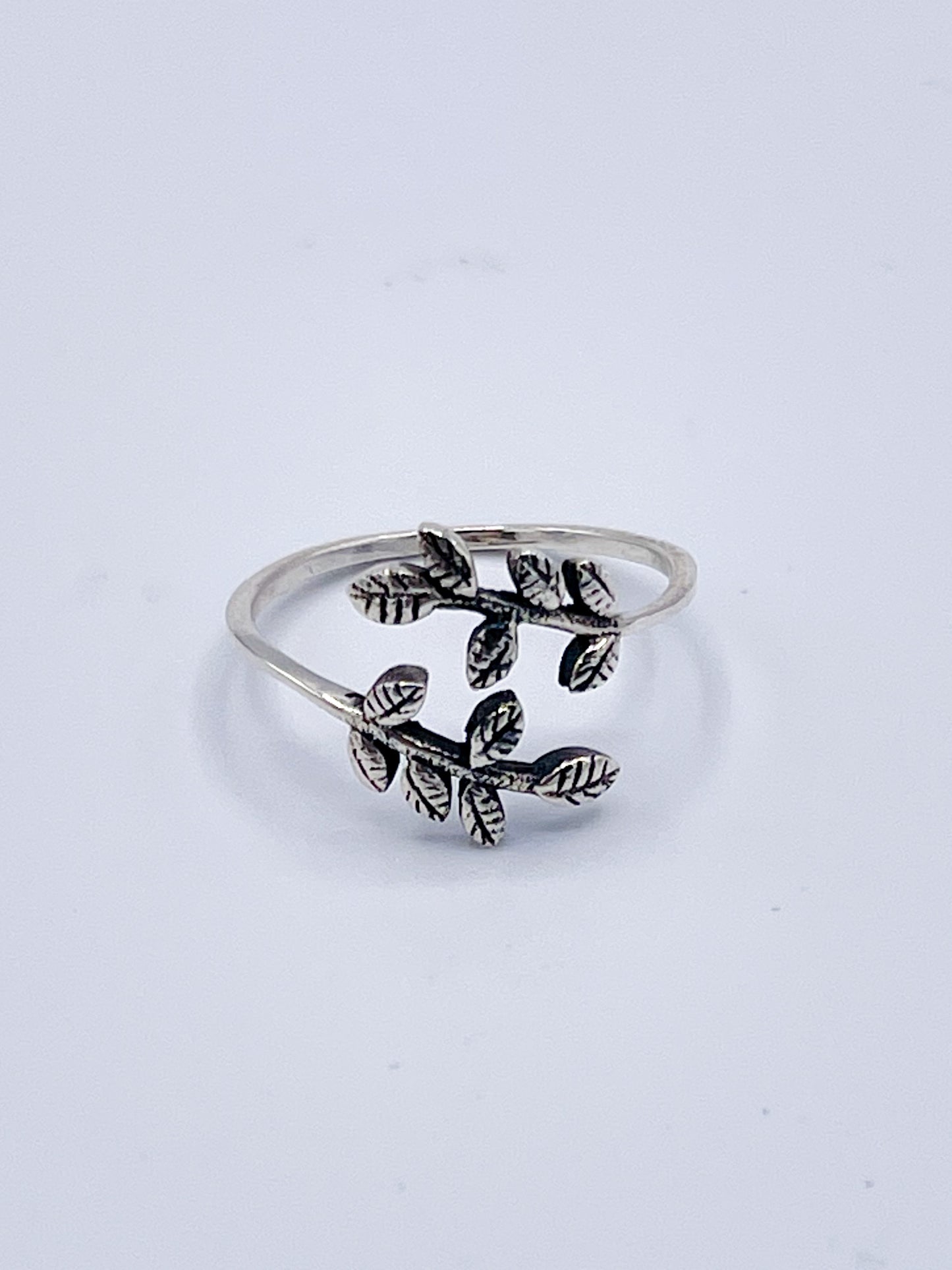 Sterling Silver Leaf Bypass Ring - Solid Sterling Silver
